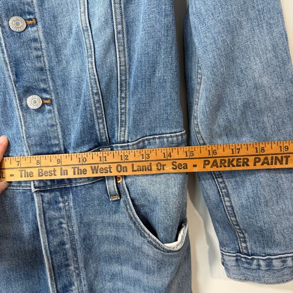 Levi's Kick Flare Jumpsuit Denim Jean Ankle Boiler Suit Overall Utility Medium - Picture 14 of 14